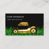 芝生気に園芸草の切断サービス金ゴールド 名刺 (正面)