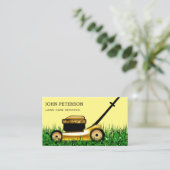 芝生気に園芸草の切断サービス黄色 名刺 (スタンド正面)