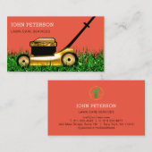 芝生気に園芸草刈りサービスオレンジ 名刺 (正面/裏面)