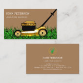 芝生気に園芸草刈りサービス茶 名刺 (正面/裏面)