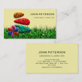 芝生気に園芸風景グラスロゴ花 名刺 (正面/裏面)