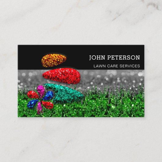 芝生気に園芸風景サービスのロゴブラック 名刺 (正面)