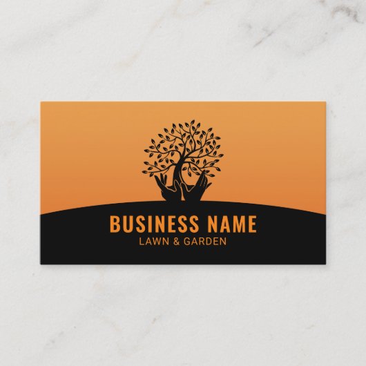 芝生気に手持ちツリーオレンジ造園 名刺 (正面)