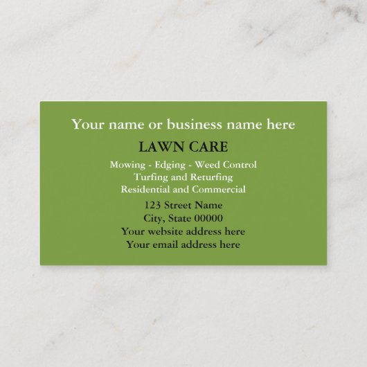 芝生気に緑草ガーデニング名刺 名刺 (裏面)