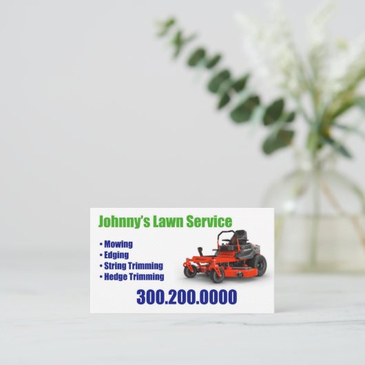 芝生気に芝草刈り名刺 名刺 (スタンド正面)