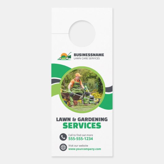 芝生気に草刈りマルチヤード造園 ドアノブサイン (正面)