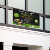 芝生気に造園ガーデニングサービスブラック 横断幕 (ビルの外側)