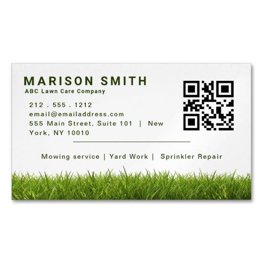 芝生気に造園サービスグリーングラススタイル マグネット名刺 (正面)
