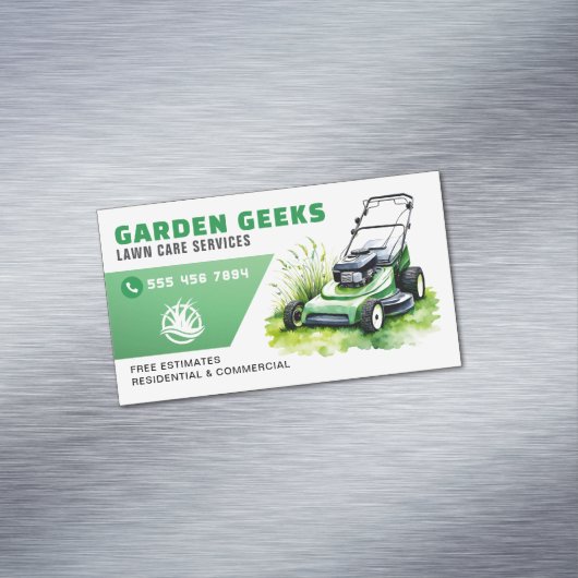 芝生気に造園サービス水色 マグネット名刺 (インサイチュ)