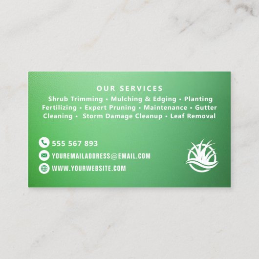 芝生気に造園サービス水色 名刺 (裏面)