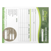 芝生気に造園サービス注文請求書型枠 ノートパッド (正面)