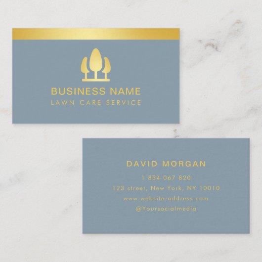 芝生気に造園ダスティブルー 名刺 (正面/裏面)