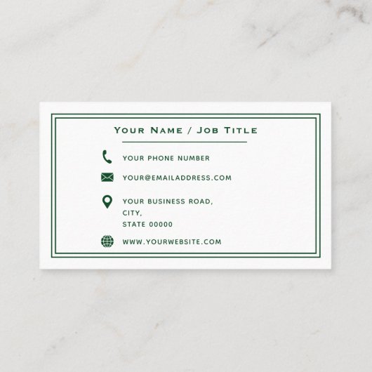 芝生気に造園ツリーサービスグリーンとホワイト 名刺 (裏面)