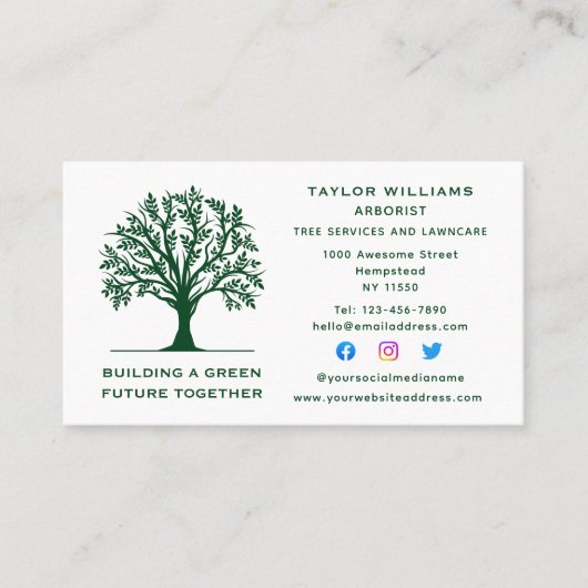 芝生気に造園ツリーサービスソーシャルメディア 名刺 (正面)