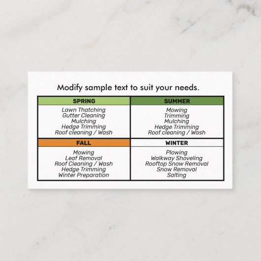 芝生気に造園フォーシーズンズクラフト 名刺 (裏面)