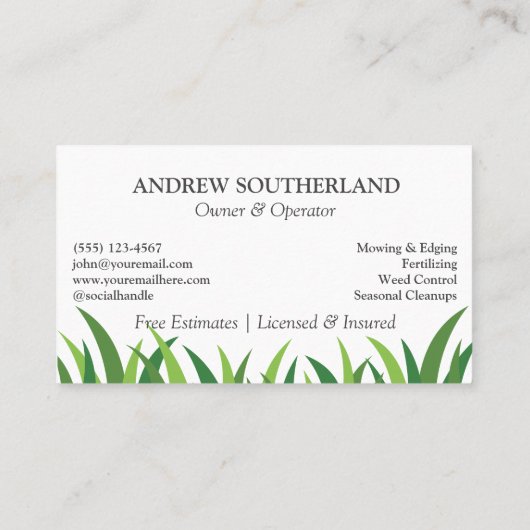 芝生気に造園プロフェッショナル芝刈機 名刺 (裏面)