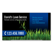 芝生気に造園モーイングブラック&ブルー マグネット名刺 (正面)