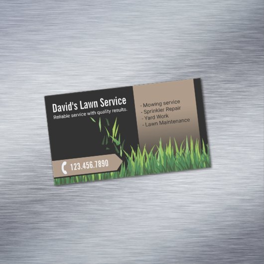 芝生気に造園モーイングブラック&ベージュ マグネット名刺 (インサイチュ)