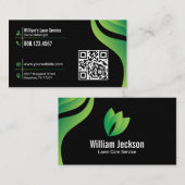 芝生気に造園モーニングブラック&グリーン 名刺 (正面/裏面)
