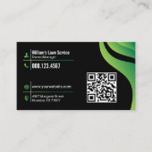 芝生気に造園モーニングブラック&グリーン 名刺 (正面)