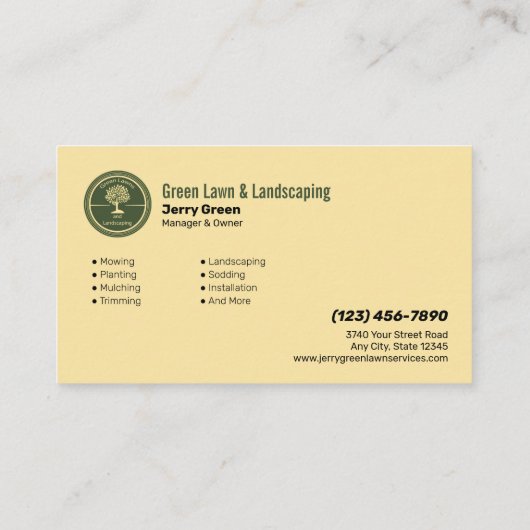 芝生気に造園会社 名刺 (裏面)