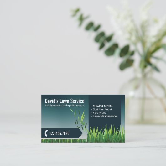 芝生気に造園刈エレガントティール（緑がかった色） 名刺 (スタンド正面)