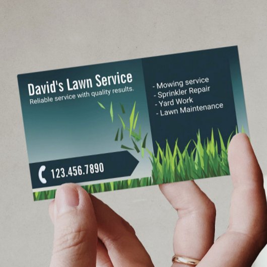芝生気に造園刈エレガントティール（緑がかった色） 名刺