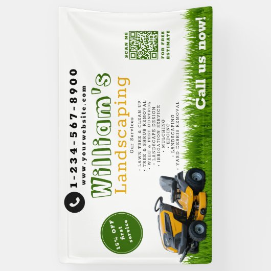 芝生気に造園園芸サービスモダン 横断幕 (縦)