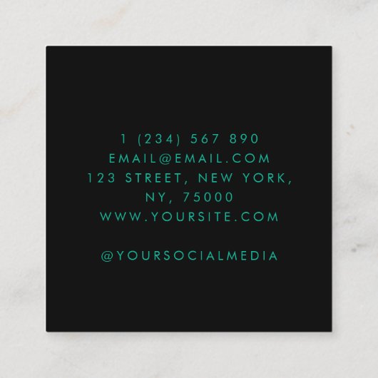 芝生気に造園孤独な松の木グリーンネオン スクエア名刺 (裏面)