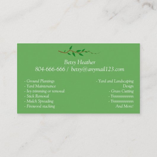 芝生気に造園庭の整備  名刺 (裏面)