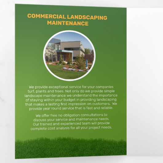 芝生気に造園整備会社 三つ折りカード (内部最初)