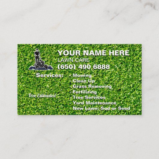 芝生気に造園草刈りトリミン 名刺 (正面)