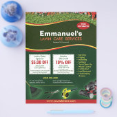 芝生気に造園草刈りフライヤー8.5 x 11 チラシ (シングル)