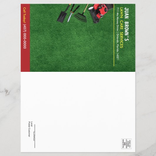 芝生気に造園草刈りフライヤー8.5 x 11 チラシ (裏面)
