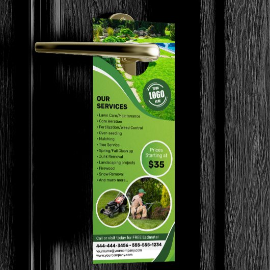 芝生気に造園草刈り除雪トリミング ドアノブサイン