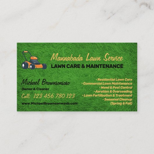 芝生気に造園草刈り 名刺 (正面)