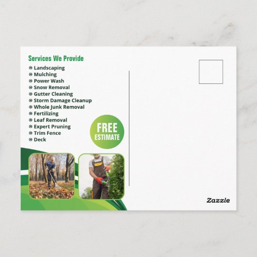 芝生気に造園草木サービス ポストカード (裏面)