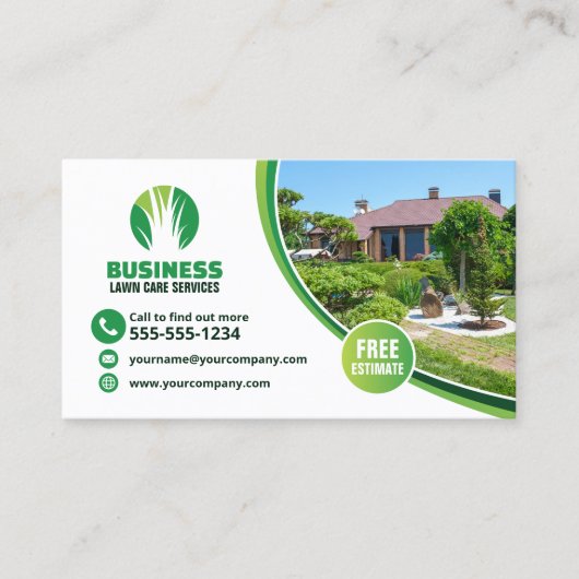 芝生気に造園草木サービス 名刺 (正面)