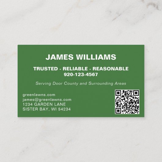 芝生気に造園草QRコード名刺 名刺 (裏面)