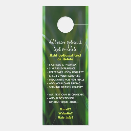 芝生気に。カスタマイズ可能プロモーション ドアノブサイン (裏面)