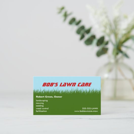 芝生気に – 緑の草 – 造園刈り 名刺 (スタンド正面)
