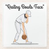 芝生鉢：休憩用ボウル顔 ガラスコースター (正面)