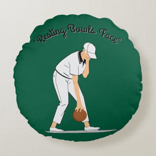 芝生鉢：休憩用ボウル顔 ラウンドクッション (正面)