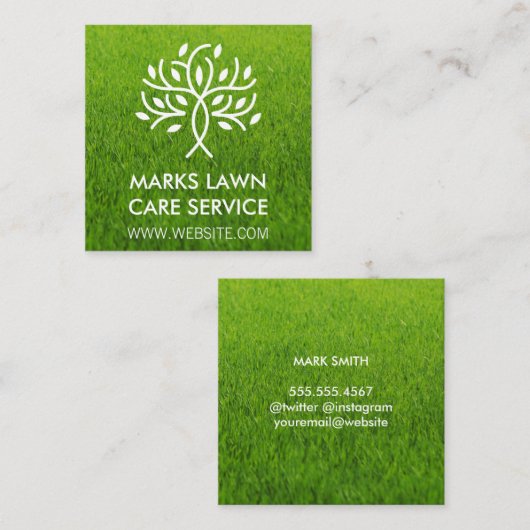 芝生 | 様式化されたツリーロゴ スクエア名刺 (正面/裏面)
