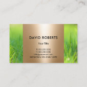 芝生&気に造園サービスグリーン&金ゴールド 名刺 (裏面)