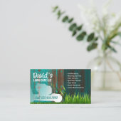 芝生&気に造園サービスティール(緑がかった色)バーンウッド 名刺 (スタンド正面)