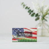 芝生&気に造園サービス米国国旗と芝生 名刺 (スタンド正面)