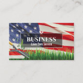 芝生&気に造園サービス米国国旗と芝生 名刺 (正面)