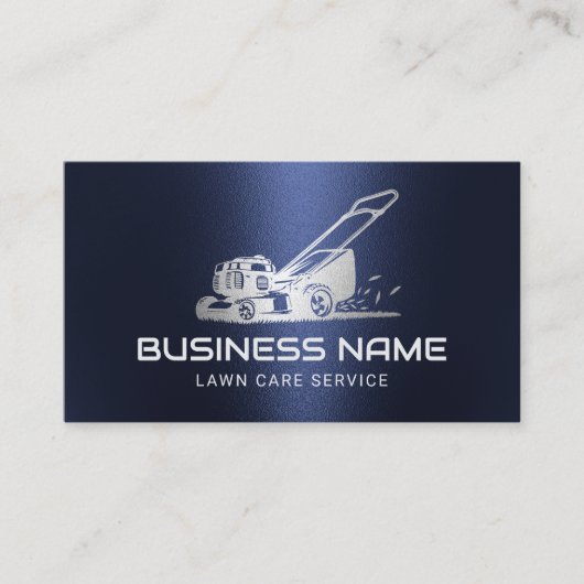 芝生&気に造園シルバーモーワーロゴNavy 名刺 (正面)