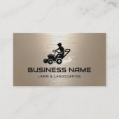 芝生&気に造園モーアーのロゴきらめく金ゴールド 名刺 (正面)